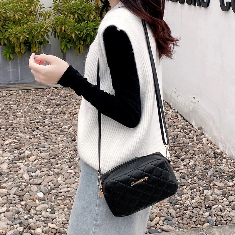 Tassel Small Messenger Bag For Women 2025 Trend Lingge Embroidery Camera Female Shoulder Bag Fashion Chain Ladies Crossbody Bags