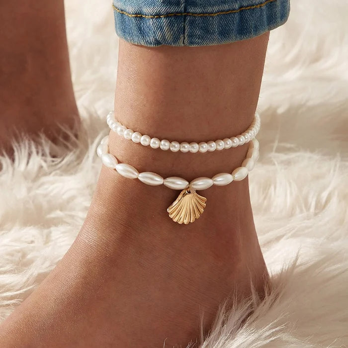3 Pcs Sparkling Chain Anklet Sets for Women Zircon Heart MultiLayer Copper Bracelet On Leg Foot