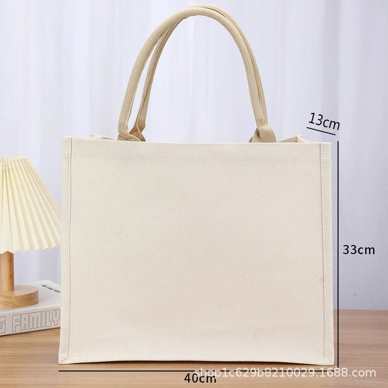 Cotton bag Burlap Grocery Bag Canvas Tote Shopping bag Shoulder Eco-Friendly Handbags Cotton Storage Bag portable burlap handbag