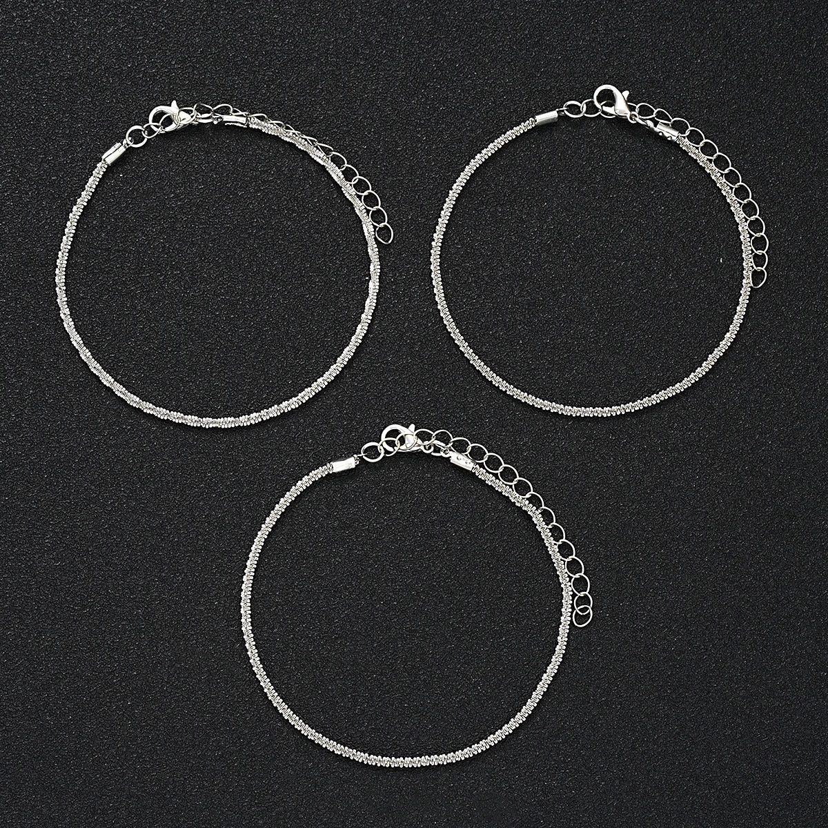 3 Pcs Sparkling Chain Anklet Sets for Women Zircon Heart MultiLayer Copper Bracelet On Leg Foot