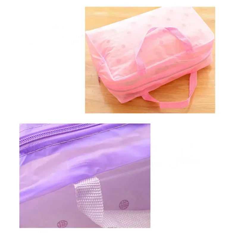 1PC Waterproof PVC Cosmetic Storage Bag for Women Floral Transparent Wash Bag Creative Home Outing Compressed Shower Bag