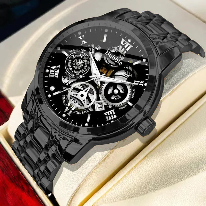 UTHAI L93 Watch For Men Trendy High end Light Luxury Versatile Quartz Watches Waterproof Roman Hollow Male's Clock Watch